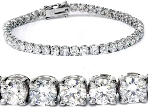 Bliss Diamond 18K White Gold 7 Carat Round Lab Grown Diamond Tennis Bracelet