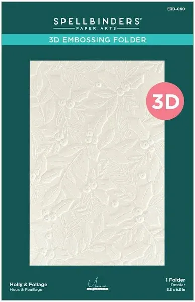 Spellbinders Holly & Foliage 3D Embossing Folder