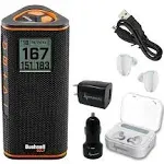 Bushnell Wingman View Golf GPS Bluetooth Speaker with Wearable4U Ultimate Earbuds and Wall and Car Chargers Bundle +White EarBuds+Chargers