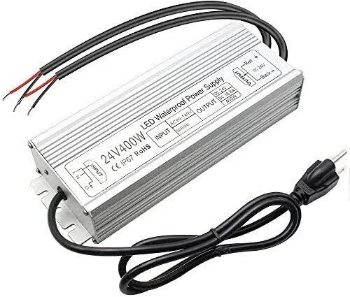 24V 400W LED Power Supply, IP67 Rainproof Waterproof Outdoor Driver,Ac 90-140V t