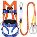 Safety Harness Fall Protection Kit with Shock Absorbing Lanyard, Roofing Work...