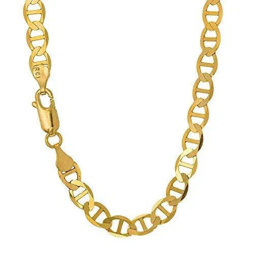 14k Solid Yellow Gold 4.5 mm Mariner Chain Necklace -  16