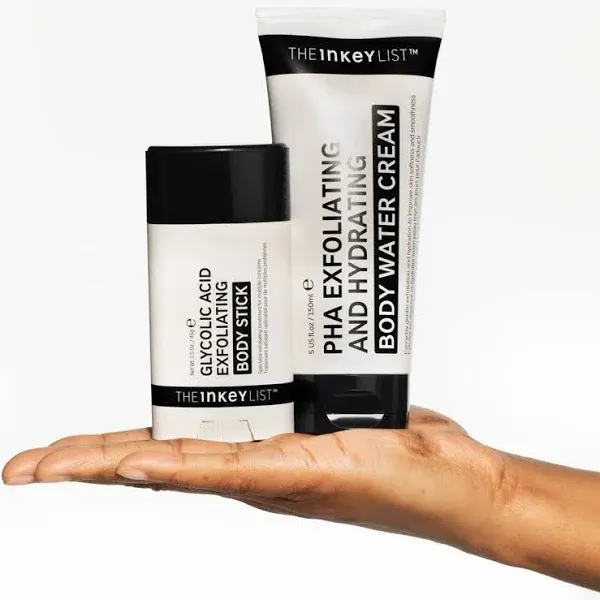 The INKEY List The Exfoliating Body Duo - Glycolic Acid Exfoliating Body Stick and PHA Exfoliating and Hydrating Body Water Cream, White