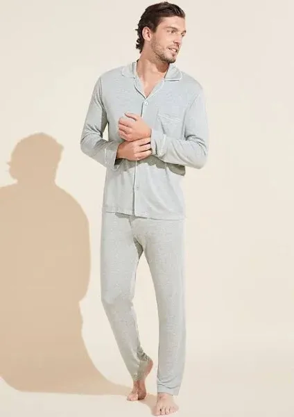 Eberjey Men's William Tencel Modal Long Pajama Set, Grey, XL