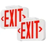 TORCHSTAR Red LED Exit Sign Emergency Light, Ceiling/Side/Back Mount, AC 120V/27