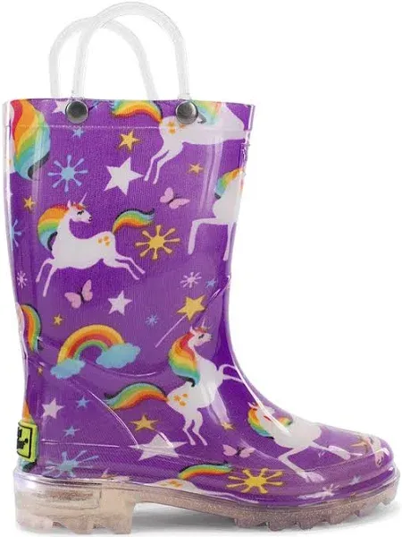 Western Chief Girls' Rainbow Unicorn Light-Up Waterproof Rain Boots