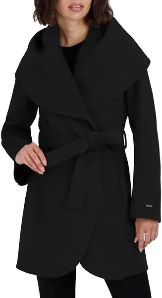 Tahari Marilyn Double Face Shawl Wool Blend Belted Coat