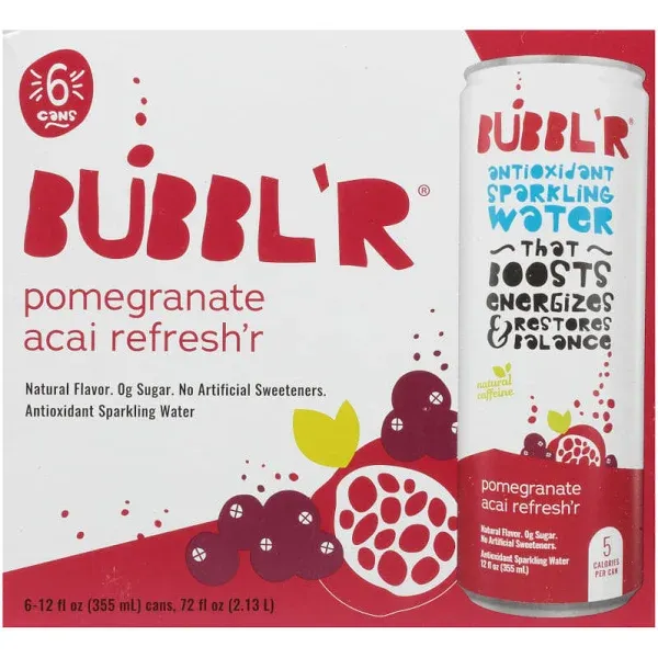 BUBBL'R Pomegranate Acai refresh'r Antioxidant Sparkling Water