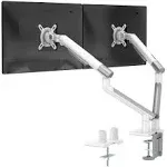 Wali Dual Monitor Stand White Arms Mounts, for 2 Monitors, Mechanical Spring Tension Indicator Fully Adjustable Bracket, Up to 32 inch, 22lbs Weight