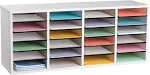 Wood Adjustable 24 Compartment Literature Organizer, 24 Sections, Letter Size, 39.3 x 11.8 x 16.3, White