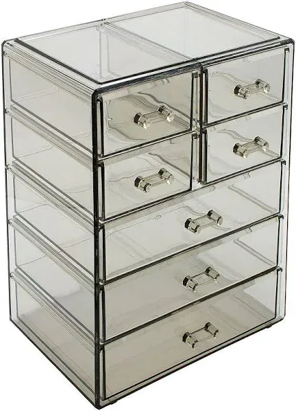 Sorbus Acrylic Makeup Organizer - Organization and Storage Case for Cosmetics Make Up & Jewelry - Big Clear Makeup Organizer for Vanity, Bathroom, College Dorm, Closet, Desk