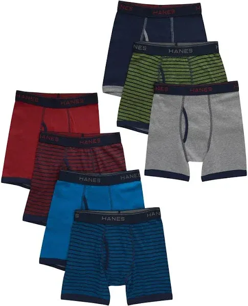 Hanes Boys&#039; Large 14-16 Tagless Boxer Briefs Solid &amp; Striped 6 Count OPN PKG