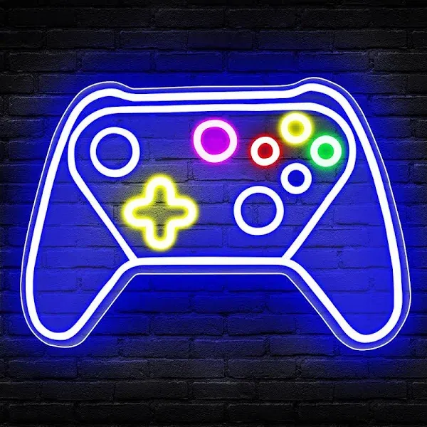 Gamer Neon Sign Game Neon Sign with Dimmable light video game room decor for Teen Boy Room Decor gamer led sign for teenager boys gift，Birthday Christmas gift