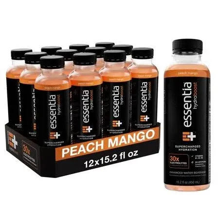 Essentia Hydroboost Enhanced Water Beverage Peach Mango 15.2 fl oz