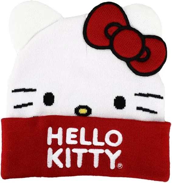 Hello Kitty Big Face Embroidered Beanie Hat