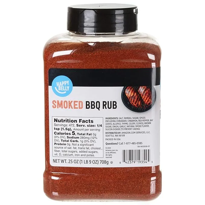 Amazon Brand - Happy Belly Smoked BBQ Rub, 25 ounce (pack of 1)