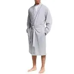 HOLOVE Mens Contrast Piping Cotton Kimono Robes Soft Lightweight Plus Size Bathrobe (Grey 2XL/3XL)