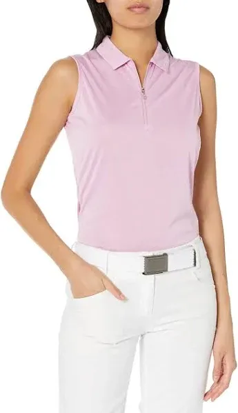 Callaway Women's Golf Quarter Zip Heather Sleeveless Polo Shirt