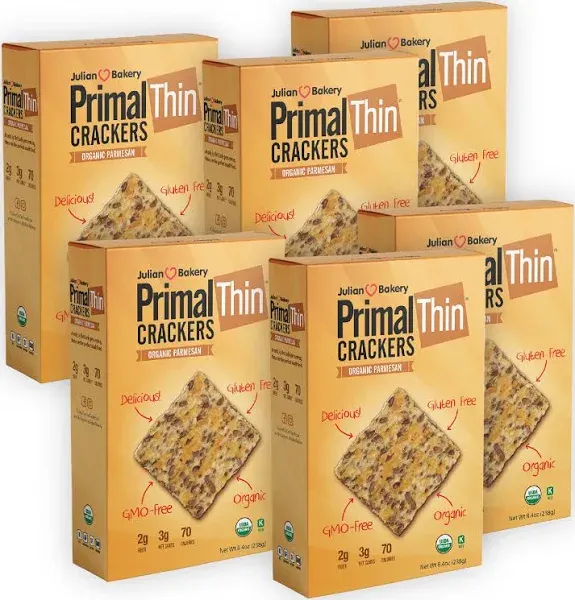 Julian Bakery® Organic Primal Thin® Crackers | Parmesan | USDA Organic | Glut...