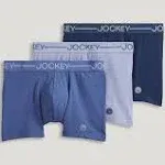 Jockey Men's Organic Cotton Stretch 4 inch Trunk - 3 Pack, Size: XL, Blue