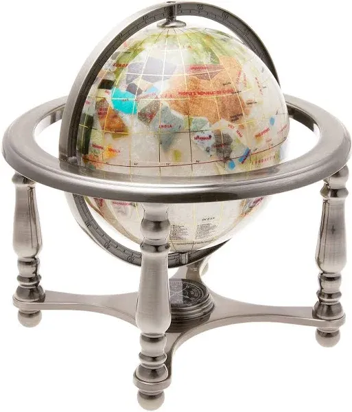 Unique Art 10-Inch Tall Pearl Swirl Ocean Gemstone World Globe