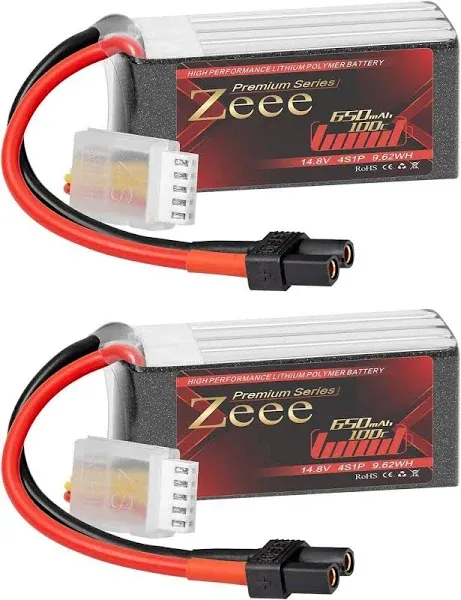 Zeee Premium Series 14.8V 4s Lipo Battery 100C 650mAh with XT30 Plug for FPV Racing Drone Quadcopter Helicopter Airplane RC Boat RC Car RC Models2