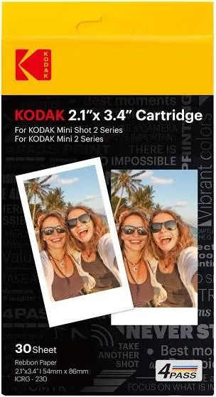 KODAK INSTANT PRINT 2.1&#034; X 3.4&#034; CARTRIDGES 30 SHEET ICRG-230 SEALED