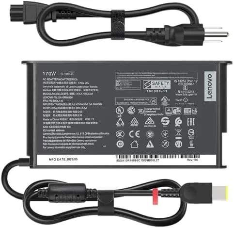 170W ThinkPad AC Laptop Charger for Lenovo Thinkpad Extreme Gen 6 5 4 3 2 1 P50 P51 P52 P53 P70 P71 P73 W541 W540 T540p E560p Z710 T15g T15p P16v P15v P15 P15g P16 P17 P1 X1 Power Adapter Supply Cord