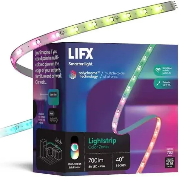 LIFX Lightstrip Color Zones, Wi-Fi Smart LED Light Strip, Full Color with