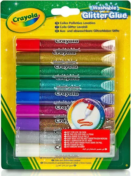 Crayola, Washable Glitter Glue, Bold, 9 Pieces