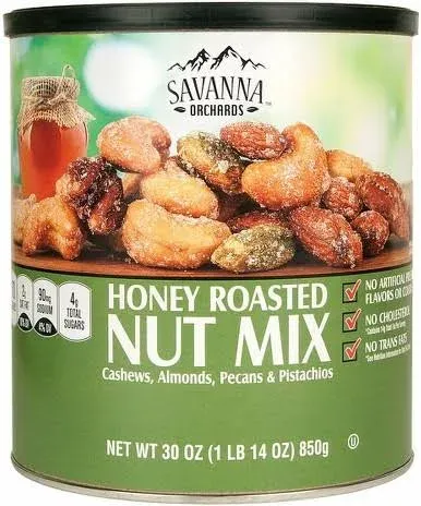 Savanna Orchards Gourmet Honey Roasted Nut Mix 30 oz- 2 Pack-NEW!!Free Shipping!