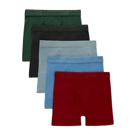 Hanes Boys Easy Care Viscose Boxer Brief Underwear, Multicolor (5 Pack)