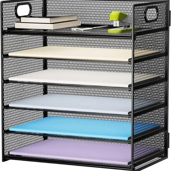 Marbrasse 6 Tier Paper Organizer Letter Tray - Mesh Desk File 