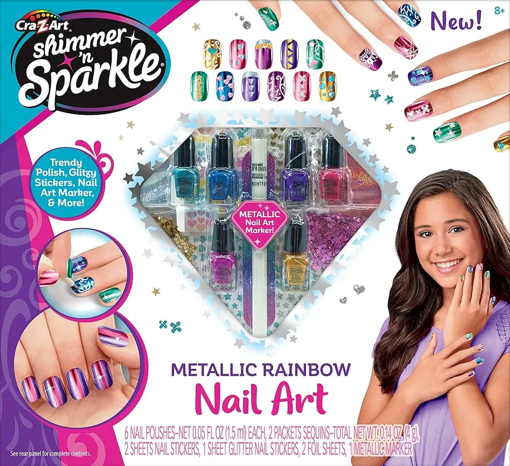 Shimmer 'n Sparkle Metallic Rainbow Nail Art Design Kit for Ages 8 and up