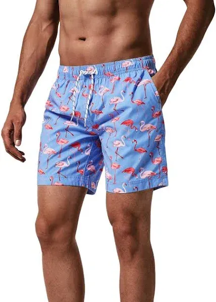 maamgic Mens Quick Dry Swim Trunks with Mesh Lining Flamingo Boardshorts