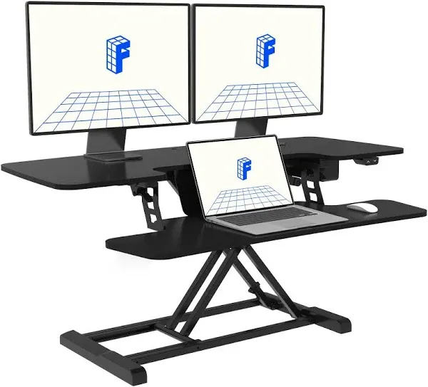 FLEXISPOT Electric Standing Desk Converter 42" Height Adjustable Desk 55 lbs Weight Capacity Motorized Stand Up Desk Riser with Quick Release