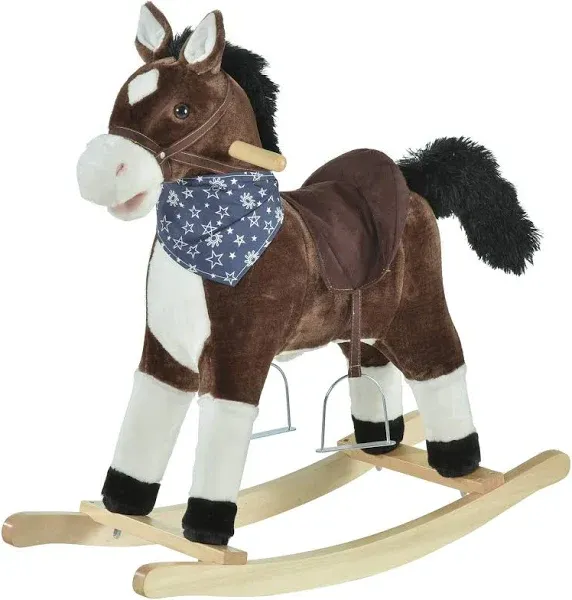 Qaba Kids Plush Ride-On Rocking Horse Toy