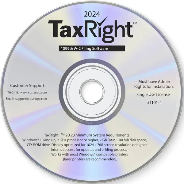 2024 Blue Summit Supplies Tax Forms, TaxRight Tax Form Filler Software CD-ROM