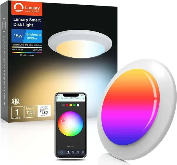 Lumary Wi-Fi Smart LED Disk Ceiling Light 15W 5/6 inch Model A