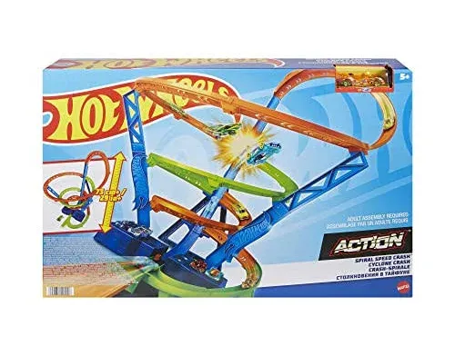 Hot Wheels Spiral Speed Crash Toy Car Track Set