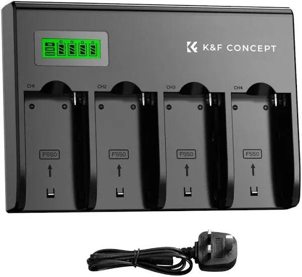 K&F Concept 4-Channel Battery Charger for Sony NP-F970, NP-F960, NP-