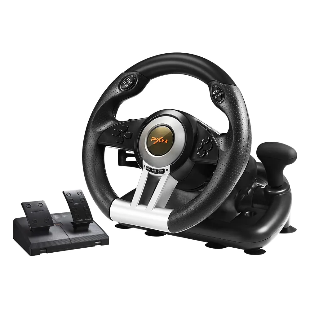 PXN PC Racing Steering Wheel, V3II USB Car Driving Simulator Race Gaming Steering Wheel With Pedals For Windows PC, PS3, PS4, Nintendo Switch, Xbox