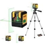 PREXISO Laser Level with Tripod 100ft Dual Modules Self Leveling Cross Line Laser Level Green Line Leveler Tool for Floor Tile