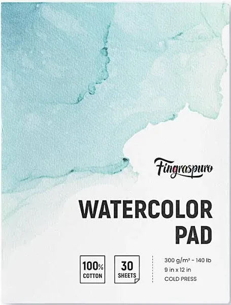 Watercolor Paper Pad 9x12 Inch, 30 Sheets, 100% Cotton, Acid-Free, Cold Press...