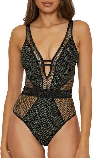 BECCA Color Play - Women's One Piece Swimsuit, Plunge Neck, Crochet, Bathing Suits for Women