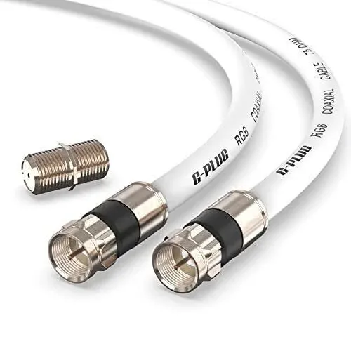 G-PLUG 25FT RG6 Coaxial Cable Connectors Set - High-Speed Internet, Broadband and Digital TV Aerial, Satellite Cable Extension - Weather-Sealed Double Rubber O-Ring and Compression Connectors White