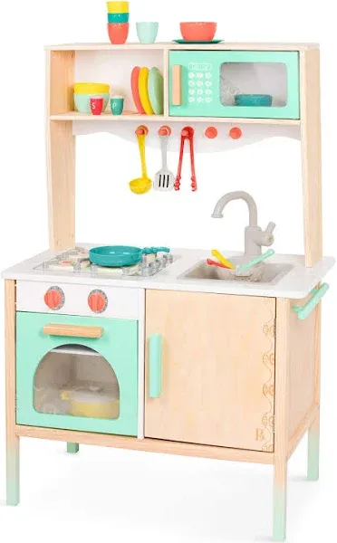 B. Toys Mini Chef Kitchenette Pretend Play Wooden Play Kitchen – Kitchen for Kids – Kitchen Play Set & Accessories –