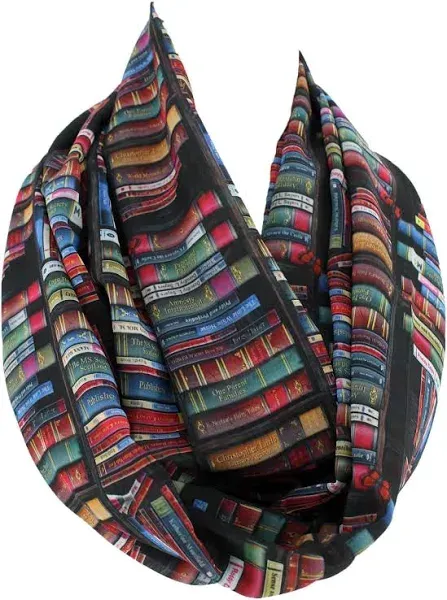 Etwoa Women's Bookshelf Infinity Circle Scarf Loop Scarf