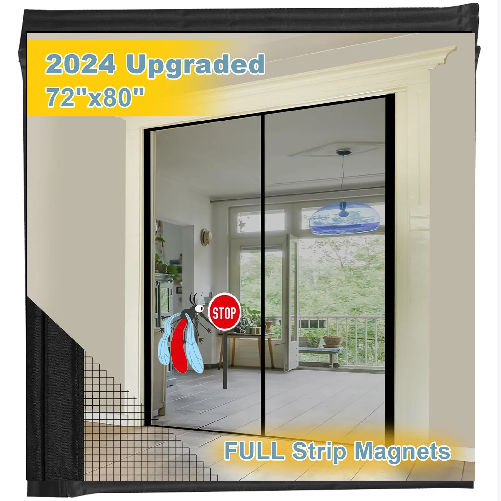 E Fit 72 X 80 Inch Magnetic Fiberglass Screen Door For Kids Pets Hands Free