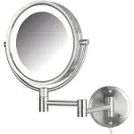 Wall-Mounted Makeup Mirror with LED Lighting - 8.5&#034; round Mirror Frame - 8X Magn